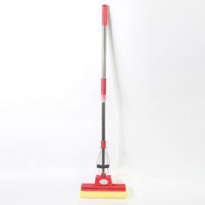 Sponge mop with stainless steel telescopic rod