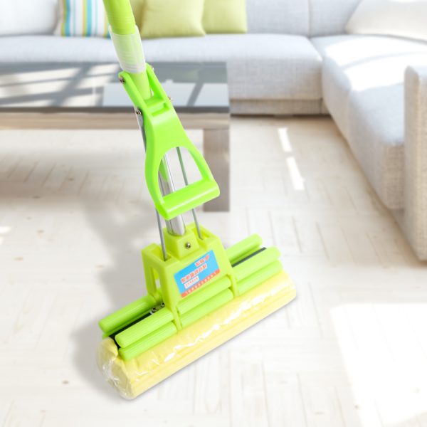Stainless steel telescopic hands-free washing sponge mop - Image 3